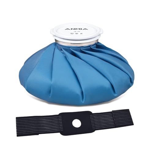 ANMIA Ice Pack Bags with Wrap for Injuries Reusable, Cold Pack Water Bag Hot Bag for Pain Relief, Leak-Proof Elastic Ice Bag, Size 9'' - style: 9" with Wrap