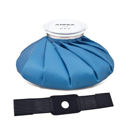 ANMIA Ice Pack Bags with Wrap for Injuries Reusable, Cold Pack Water Bag Hot Bag for Pain Relief, Leak-Proof Elastic Ice Bag, Size 9'' - style: 9" with Wrap