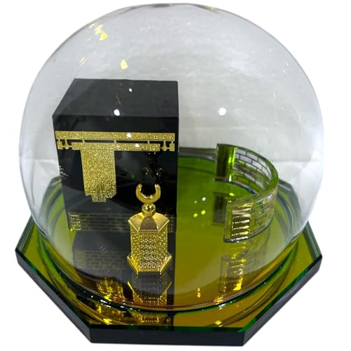 Muslim Crystal Kaaba Dome Mosque Islamic Desktop Ornament Collectible Figurine for Home Mecca Souvenir Islamic Decoration 5"x3" (Glass kaaba Dome) - color: Glass Kaaba Dome