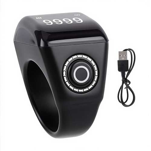 Smart Ring Counter, Rechargeable Digital Tasbih Finger Counter with OLED Screen for Sports and Prayer Tracking 68g - size: 22mm