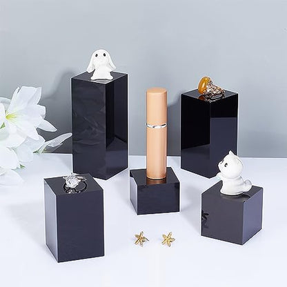 BENECREAT 5Pcs Black Acrylic Cube Display Block 1.2/1.6/2.4/3.2/4 Inch Solid Display Pedestal Stand for Gem Display Jewelry Display Displaying Pop Figures Cosmetic Showing - color: Black Square