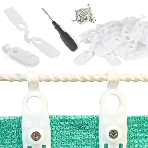 Heavy Duty Waterproof Shade Cloth Clips 20 Pack | ABS Plastic Locking Clamps for Sun Sail, Mesh Netting, Garden Cover, Tarpaulin Grips for Outdoor Patio, Plant Protection | White