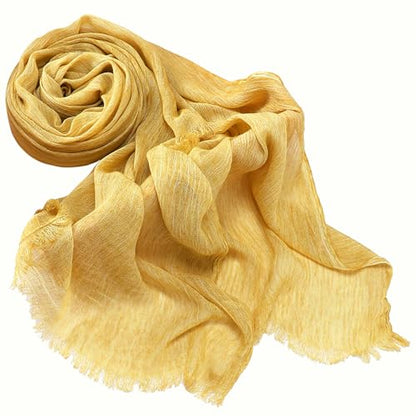 Crinkle Cotton Hijab, Soft Light and Breathable Hijab Scarf For Women, Suitable for All Seasons - color: Light Yellow