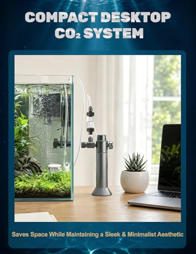 Desktop Complete Aquarium CO2 System, CO2 Regulator with 16g Disposable CO2 Cartridge(2 Pack), Aquarium CO2 kit Compatible with 3/8" Thread for Nano Aquariums