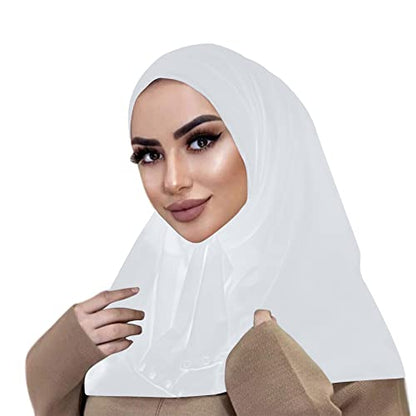Suillty Fashion Muslim Hijab for Women Instant Snap Fastener Hijab Inner Cap Full Cover Head Wraps Scarf Islam Turban Caps - color: White