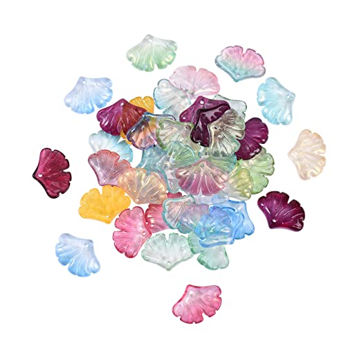 LiQunSweet 100 Pcs Transparent Glass Crystal Charms Pendants Mixed Style Ginkgo Leaf for Jewelry Making DIY Crafts Accessories - 15x20mm - color: Leaf Ginkgo_15x20mm