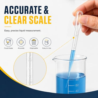 moveland 25PCS 3ML Plastic Dropper Pipettes for Essential Oils, Home Use | Calibrated Clear Scale, Soft & Flexible, Food-Grade Plastic, Disposable, No Cross-Contamination for Science Class, Lab, DIY - size: 3 ML