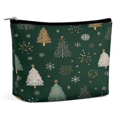 Christmas Tree Snowflake Makeup Bag, Travel Toiletry Organizer, Cosmetic Pouch for Women, Birthday Presents for Mom Girls Women Sisters - color: Christmas Tree Snowflake