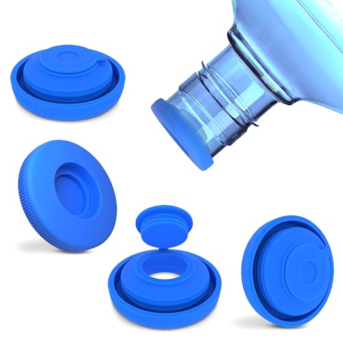 5 Gallon Water Jug Cap 4 Pack, Reusable Leak Resistant Bottle Caps | Wear Resistant Lids Reseal Jugs on Dispensers and Coolers - 2.4 x 0.94 In, Fit Standard Gallon Bottles for Kitchens, Offices