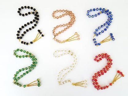6 Pack Tasbih Prayer 33ct Worry Beads Misbaha Islamic Gift Ramadan Gift Eid Gift Allah Rosary Bulk Islamic Crystal Prayer Beads(6)