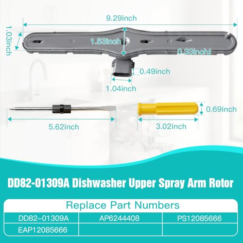 DD82-01309A Dishwasher Upper Spray Arm Fit for Samsung Dishwasher | Parts for DW80K7050UG DW80K7050US,Replace Number: AP6244408, PS12085666, EAP12085666
