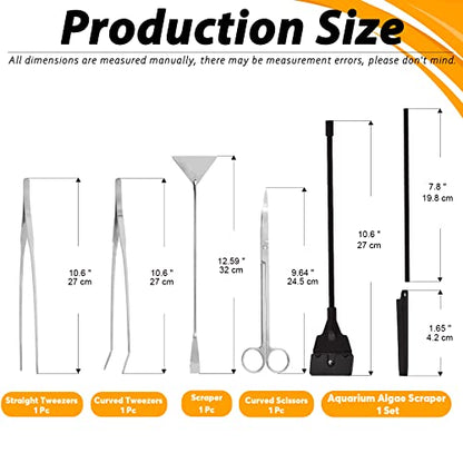 13Pcs Aquascape Tools Kit - Stainless Steel Aquarium Plant Tools - Tweezers, Scissors, Scraper, Sand Spatula for Fish Tank