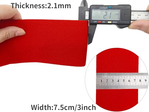 Red Wide Knit Elastic Band for Sewing 3 inch 5yards Double-Side Twill Woven Elastic Heavy Stretch Elastic Spool Band for Sewing Pants Waist-Wigs-Skirts-Craft-DIY Projects (#34) - color: Red #34