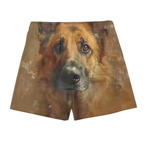 Ctreela Men's Funny Dog 3D Graphic Yellow Loose Fit Summer Beach Shorts - color: Coffee, size: Small