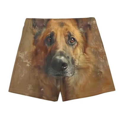 Ctreela Men's Funny Dog 3D Graphic Yellow Loose Fit Summer Beach Shorts - color: Coffee, size: Small
