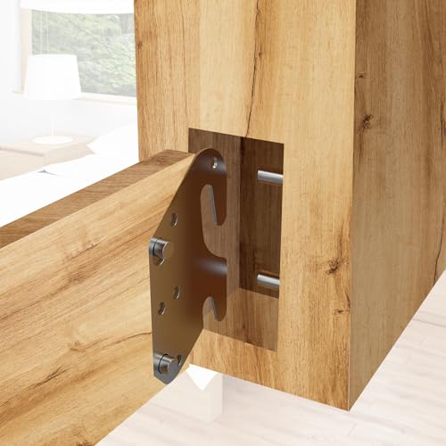 Bitray Wood Bed Plates Rail Hook Plates for Bed Frame Bracket Replacement | 4pcs, Silver丨Iron Nickel-Plated丨3.8x2.3x0.08in丨Rust-Proof Hardware丨with Screws丨for Wooden Bed Frames, Headboards, Footboard - style: 4pcs