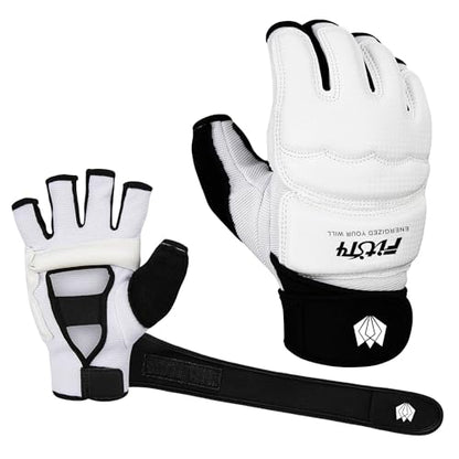 FitsT4 Sports Half Mitts MMA UFC Training Boxing Punch Bag Martial Arts Gloves - color: White, size: Large