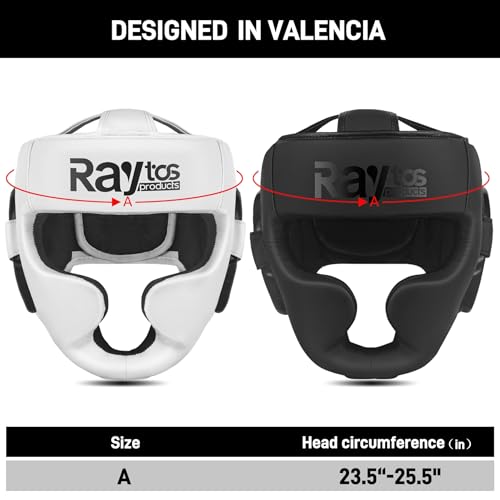 Boxing Headgear for Men Women – Professional Lightweight Open Face Head Guard, Breathable Protection, Secure Fit for MMA Muay Thai Kickboxing Sparring Training - color: Black+White