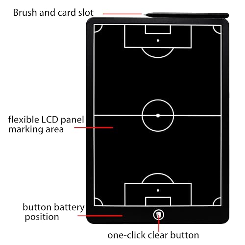 Soccer Coaching Board,16 Inch LCD Soccer clipboard for Coaches, Marking Training Tactical Board with Pen