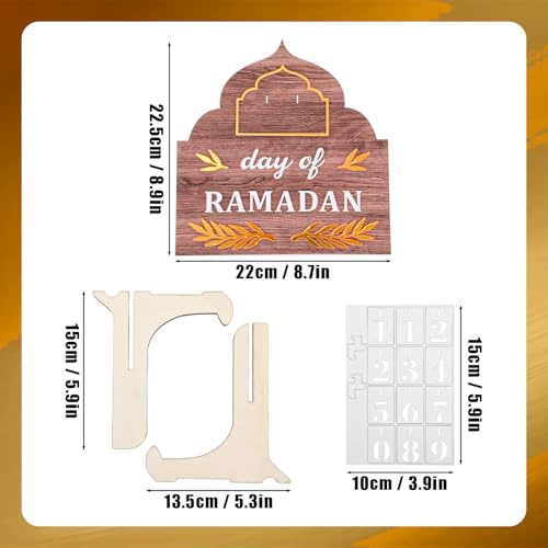 Ramadan Advent Calendar, Wood Ramadan Advent Calendar 2026 Countdown with Stand Reusable Family Eid Mubarak Home Table Decoration Gifts with Interchangeable Numbers