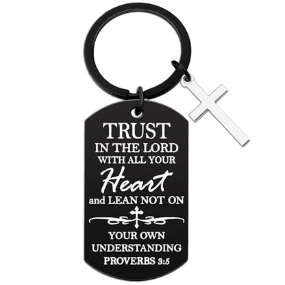 Cross Keychain For Women Men Bible Verse Keychain Religious Gifts Proverbs 3 5-6 Scripture Key Chains Cross Keyring Church Gift Christian Car Accessories
