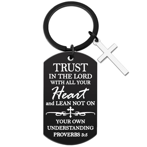 Cross Keychain For Women Men Bible Verse Keychain Religious Gifts Proverbs 3 5-6 Scripture Key Chains Cross Keyring Church Gift Christian Car Accessories