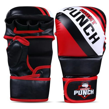 Hybrid MMA Sparring Gloves for Grappling, Kickboxing, and Open Palm Martial Arts - color: Red, size: Small