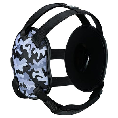 ROAR-INT Kid's Ear Guard BJJ Grappling Head Guard Adjustable Wrestling Headgear for Boys and Girls Earguard MMA Jiu Jitsu (Grey-Camo) - color: Grey-camo