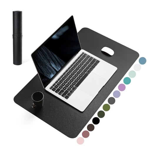YSAGi Non-Slip Leather Desk Pad, Waterproof Laptop Computer Desk Keyboard Mat, Table Protector Blotter Mat, Large Mouse Pad for Office/Work/Home/Decor(Black, 23.6" x 13.7") - color: Black, size: 23.6" x 13.7"