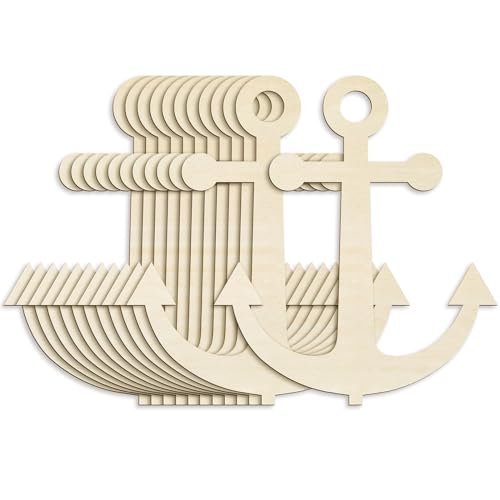 Anglechic 12 Pack 12 Inch Blank Anchor Unfinished Wood Anchor Slices Crafts - color: Anchor, size: 12 Inch