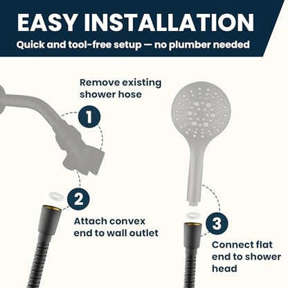 BRIGHT SHOWERS Extra Long Shower Hose 118 Inch, Stainless Steel Handheld Shower Hose with Brass Connectors, Anti-Kink, Leak-Proof, Easy to Install, Fits Most Shower Heads, Matte Black - color: Matte Black, size: 118 Inch