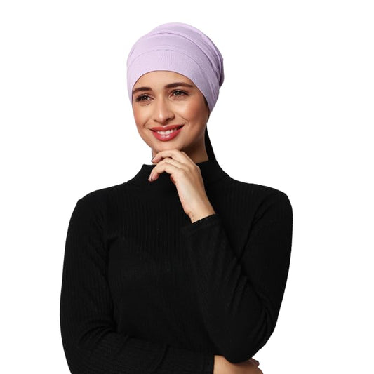 Chemo Silky Soft Slouchy Snood Bamboo Cap Beanie for Women Cancer Hair Loss Turban Hat Chemo Headwear Women - color: Lilac
