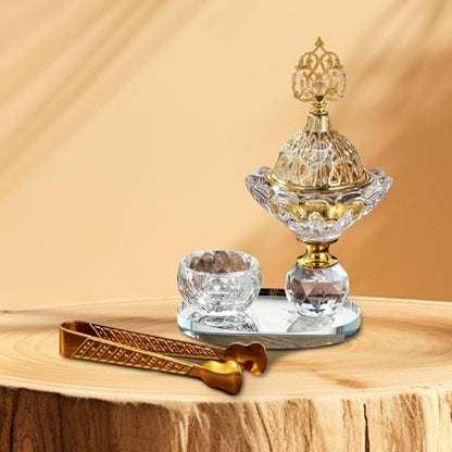 Glass Arabic Incense Burner with Tongs, Bakhoor and Cone Holder Tabletop Ornament for Living Room Yoga Meditation - style: Style C