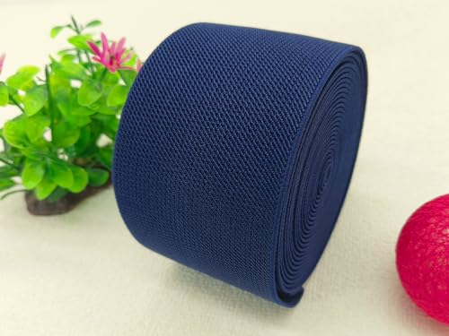 Navy Blue Knit Elastic Band 3 inch 5 Yards Double-Side Twill Woven Elastic Heavy Stretch Elastic Spool for Sewing Pants Waistband, Wigs, Skirts, Craft DIY Projects (#18) - color: Navy #18