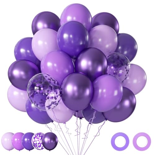 AIOZX Purple Latex Balloon Set - 50 Pcs 12 Inches Dark Purple Balloons Metallic Purple Balloons for Birthday Wedding Baby Shower Party Decoration - color: Purple