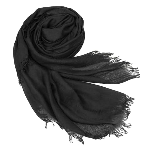 XuoAz Women Cotton Blend Scarf Lightweight Large Linen Shawl Scarves Head Scarf Summer Beach Travel Wrap - color: Black09