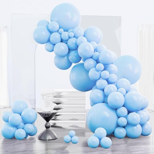 PartyWoo Light Blue Balloons 152pcs Different Sizes of 18 12 10 5 Inch Baby Pastel Sky Aqua Blue Balloon Arch Kit Garland for Birthday Gender Reveal Baby Shower Graduation Party Decorations Blue-Y4 - color: Blue-y4