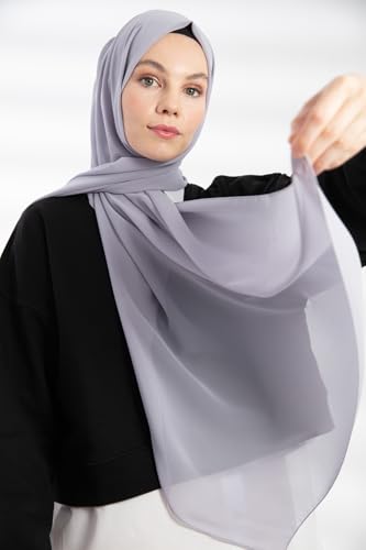 Chiffon Hijab Scarf For Women - Made in Turkiye - color: Gray