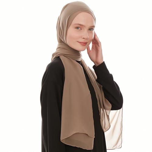 Chiffon Hijab Scarf For Women. Soft Fashion Headscarf Shawl Wrap - color: Dark Taupe