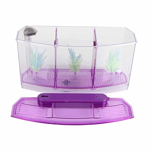 Aquarium Fish LED Acrylic Three Di Breeding Isolation Box for Sm Fishes Bottom of the Change for and Stress Valve (Violet) - color: Violet