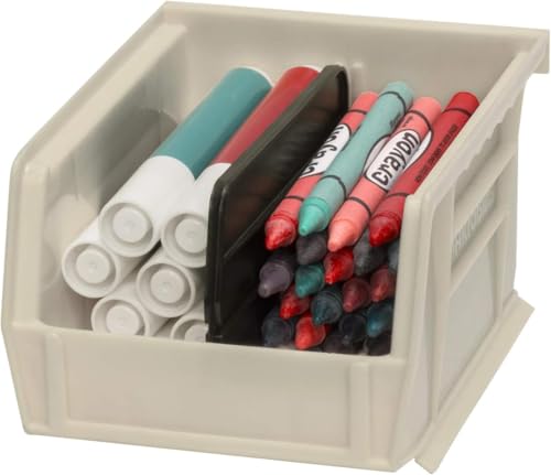 Akro-Mils 30210 AkroBins Plastic Storage Bins, 5"x4"x3", Stone, 24-Pack | Space-Saving Stackable Bins for Garage, Pantry, Craft Organization - color: Stone