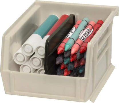 Akro-Mils 30210 AkroBins Plastic Storage Bins, 5"x4"x3", Stone, 24-Pack | Space-Saving Stackable Bins for Garage, Pantry, Craft Organization - color: Stone
