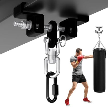 Yes4All Punching Bag Hanger, Stainless Steel Swivel Chain with 4 Snap Hooks for Heavy Bag, Gym Swing, Trapeze, and Hammock - color: I-Beam Hanger with Swivel Chains & Carabiner
