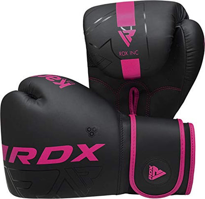 RDX Boxing Gloves, Pro Training Sparring, Maya Hide Leather, Muay Thai MMA Kickboxing, Men Women Adult, Heavy Punching Bag Focus Mitts Pads Workout, Ventilated Palm, Multi Layered, 8 10 12 14 16 18 Oz - color: PINK, size: 14 OZ