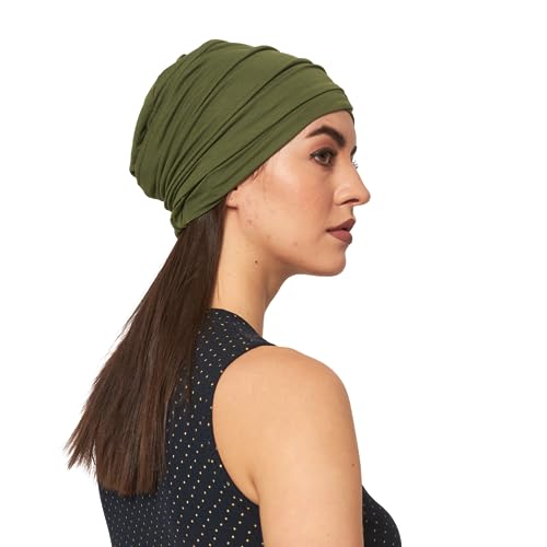 Chemo Silky Soft Slouchy Snood Bamboo Cap Beanie for Women Cancer Hair Loss Turban Hat Chemo Headwear Women - color: Ss200chive