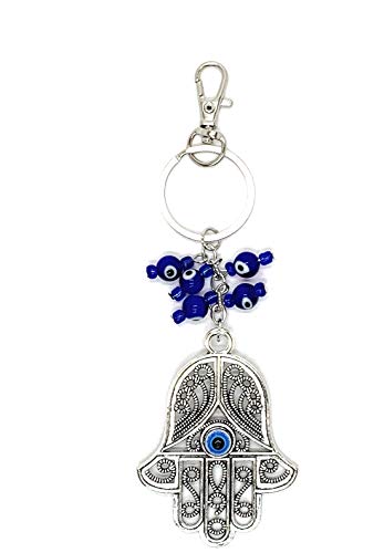 LUCKBOOSTIUM Evil Eye Keychain & Protection, Evil Eye Car Hanging Ornament, Rear View Mirror Accessories, Home Decor - color: Hamsa Hand With Clasp Lock