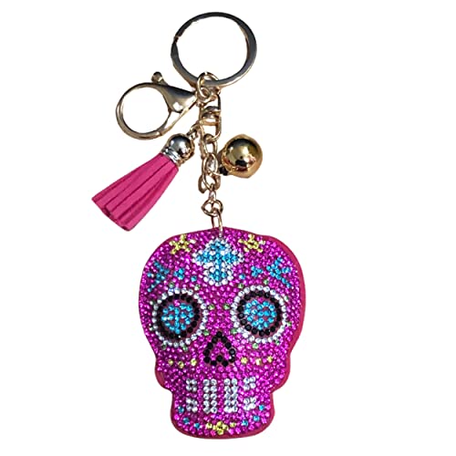 Popfizzy Rhinestone Accessories for Women - Car Keys Keychain Charm, Purse Charms - color: Pink Sugar Skull (Gold)