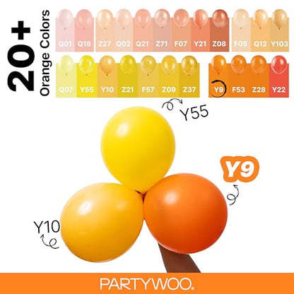 PartyWoo 오렌지 풍선 128피스 다양한 사이즈 45.7cm(18인치), 30.5cm(12인치), 25.4cm(10인치), 12.7cm(5인치) 매트 가을 풍선 아치 키트 화환 추수감사절 할로윈 리틀 큐티 베이비 샤워 생일 파티 장식 오렌지-Y9 - color: 오렌지-y9