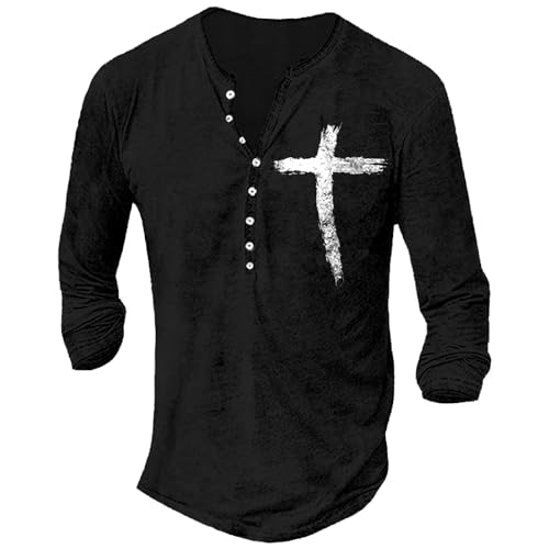 MARSVOVO Long Sleeve Shirts for Men Graphic Henley Shirts Tops Big and Tall Slim Button Up T Shirts Blouses - color: A Colorful, size: Small