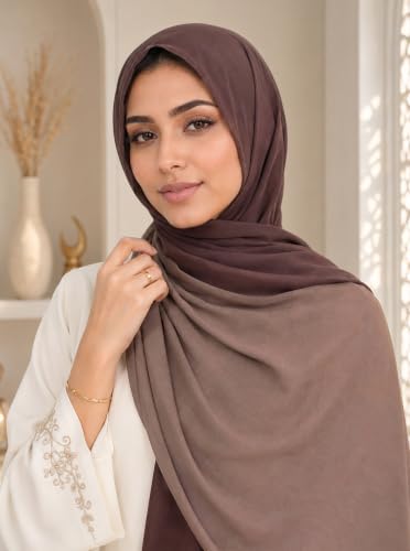 Modal Feel Hijab Scarf for Women, Lightweight Ombre Dual Color - color: 6#brown